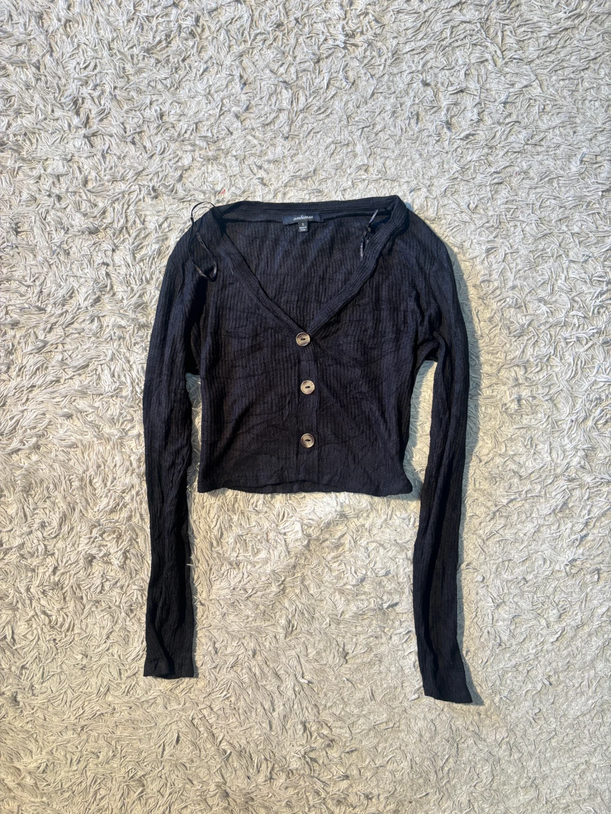 ribbed cropped cardigan — view 1
