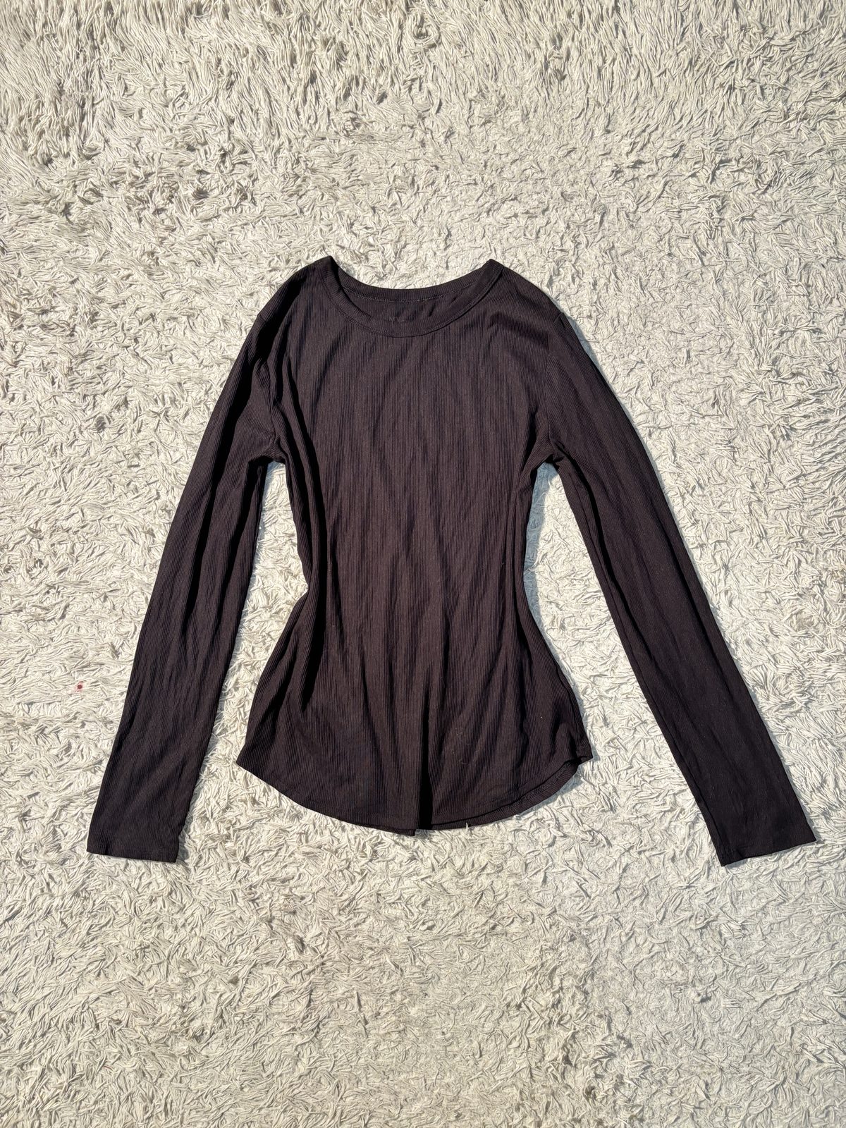 Black Cozy Crew-Neck Long-Sleeve Top