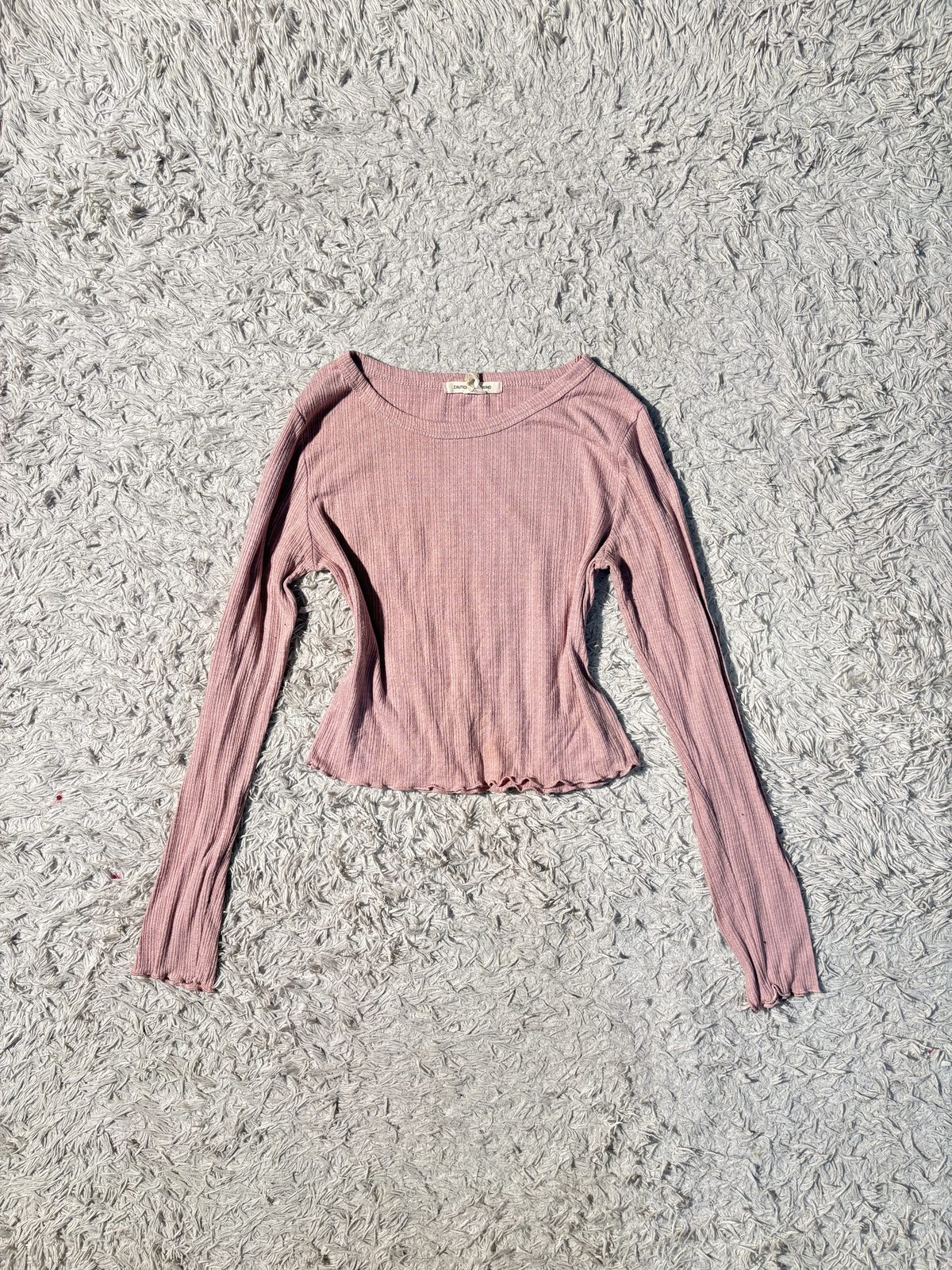Dusty Rose Long-Sleeve Tee with Lettuce Edge — view 1