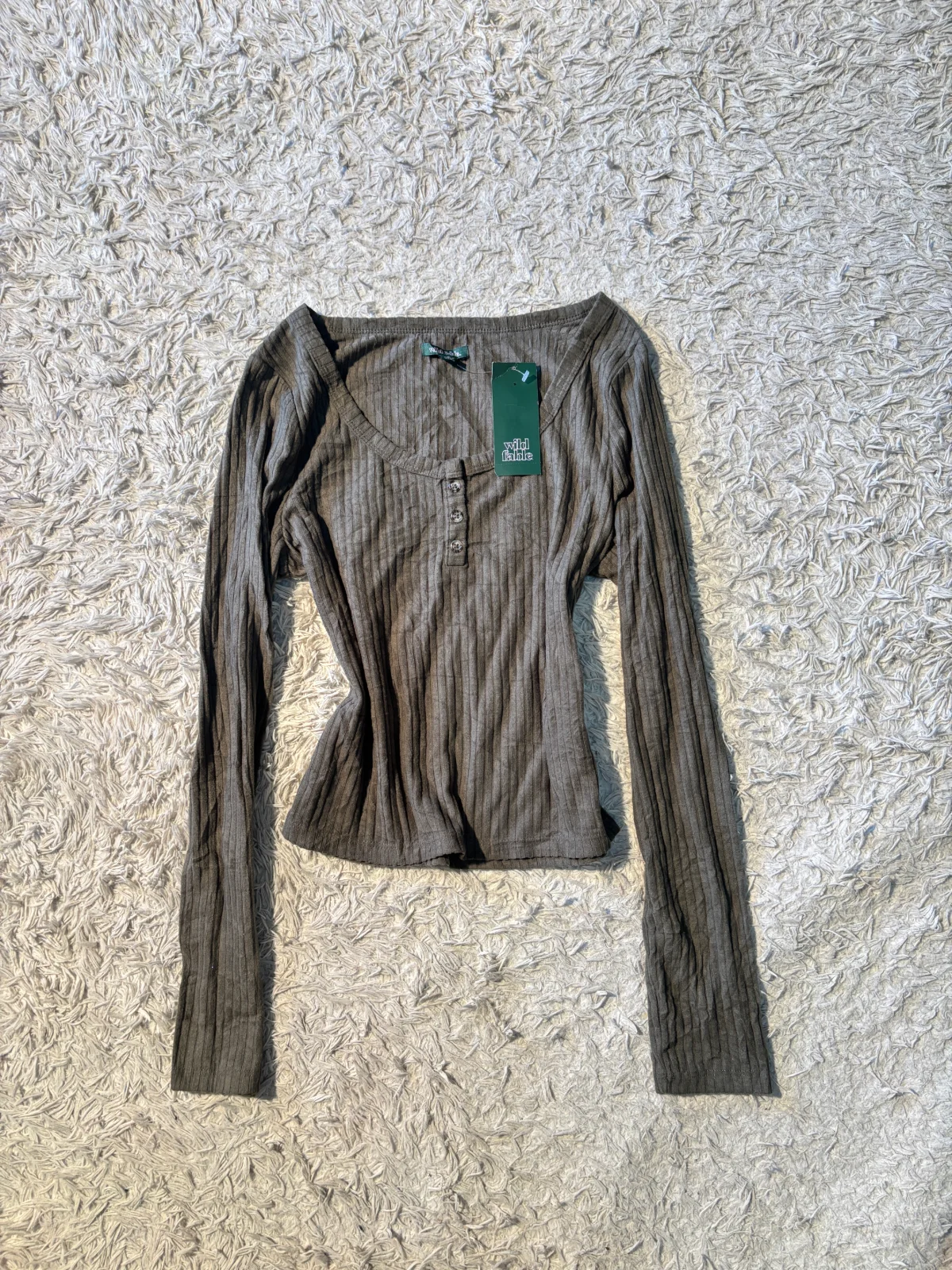 long-sleeve henley top — view 1