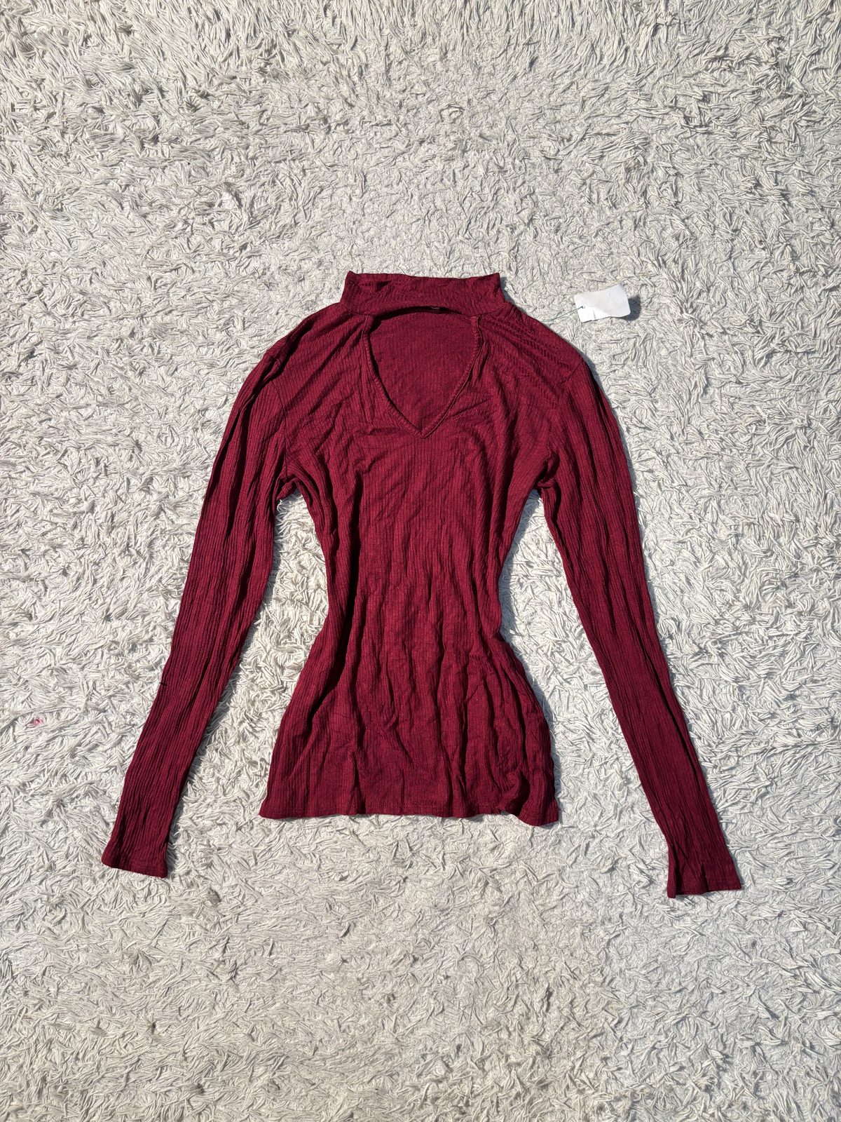 Maroon Cutout Long-Sleeve Tee — view 1